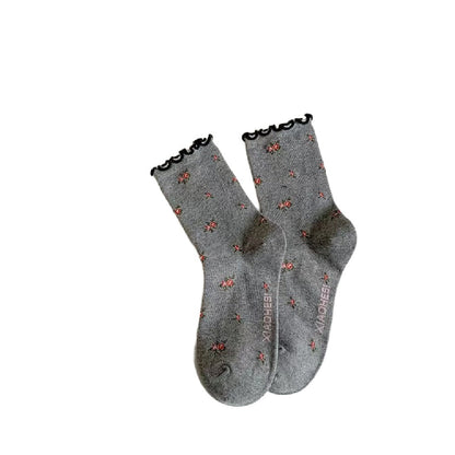 Rufia - Cute Basic Frilly Mid-calf Socks
