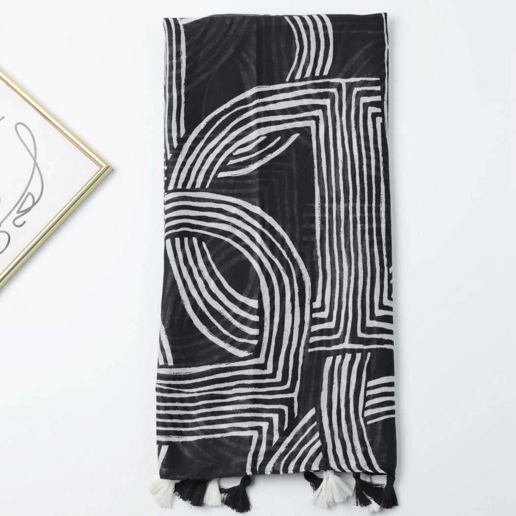 Scarvii - Striped Print Solid Scarf – Classic &amp; Stylish