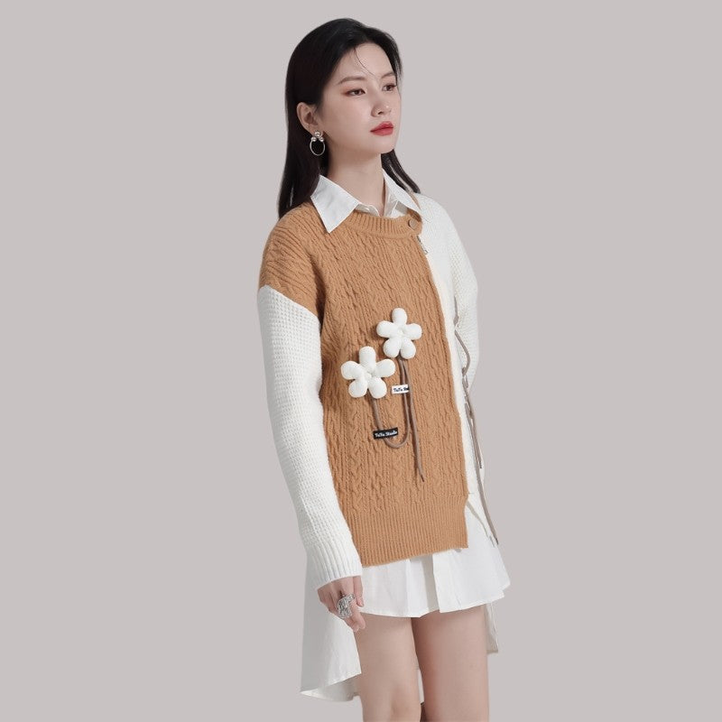 Color-Block Zipper Sweater