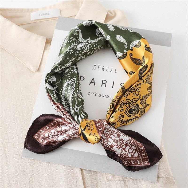 Vintage Elegant Geometric Pattern Silk Scarf