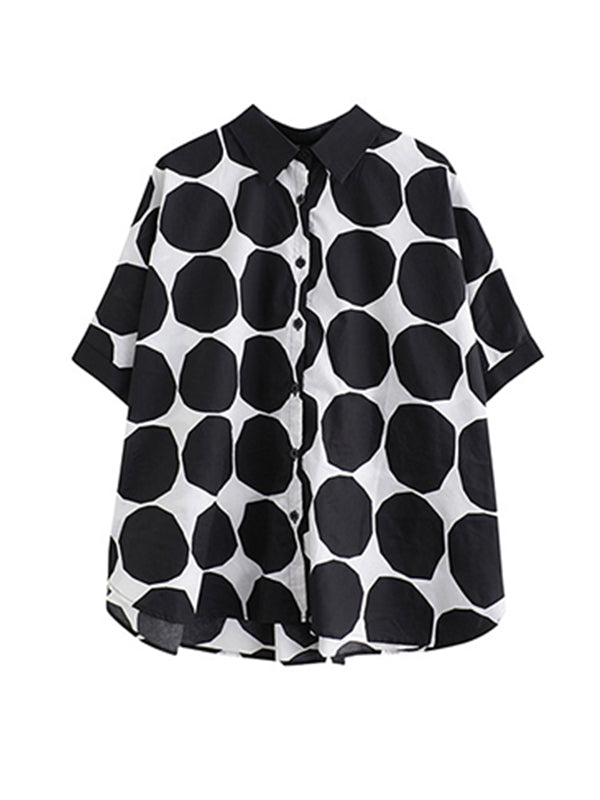 Original Loose Polka-Dot Blouse&Harem Pants 2 Pieces Set