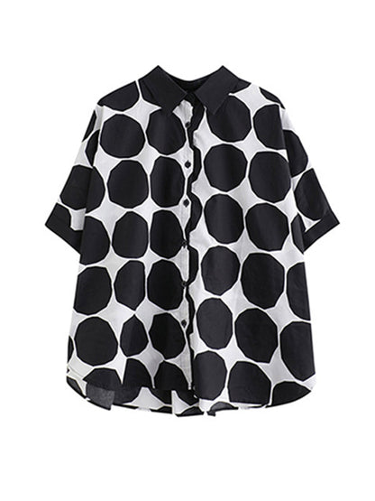 Original Loose Polka-Dot Blouse&Harem Pants 2 Pieces Set