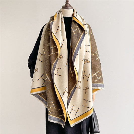 Jacquard Fringed Cashmere-Like Scarf