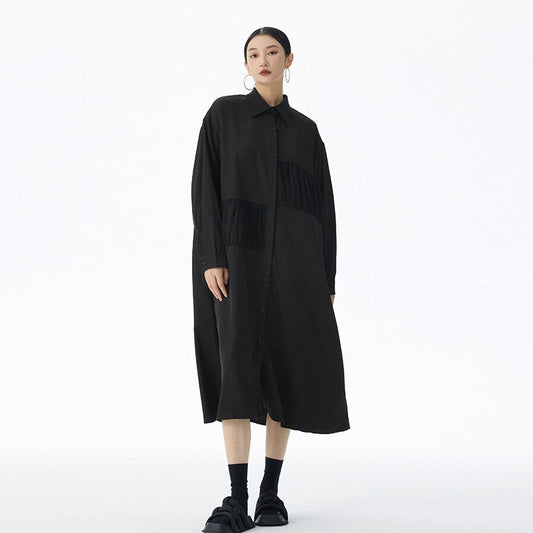 Solid Color Cotton Polyester Loose Vintage Trench Coat