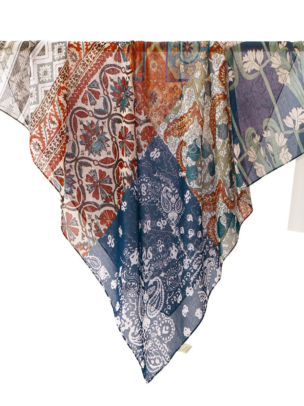 Scarvii - Ethnic Print Polyester Square Scarf Shawl