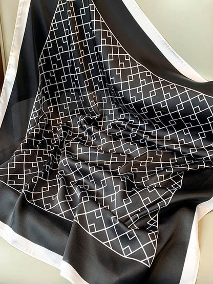 Original Geometry Printed Hair Band&Silk Scarf