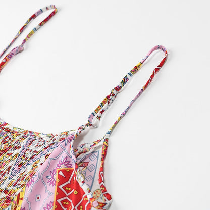 Troposa - Boho Print Top And Pants Set - Colorful &amp; Chic