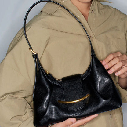 Trendy Crescent Solid Color Tote Shoulder Bag