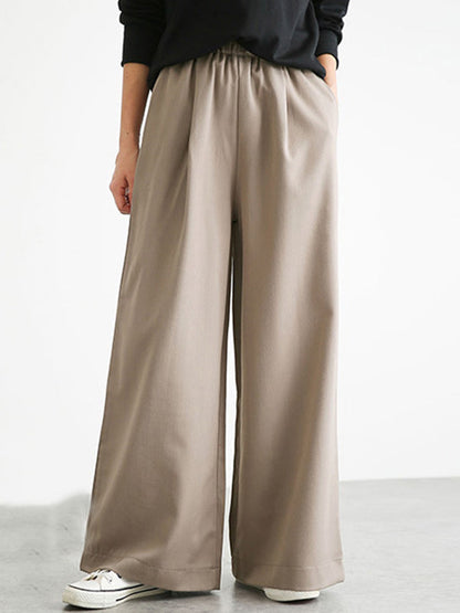 Uraban Simple Solid Color Plus Loose Casual Wide-Leg Pants