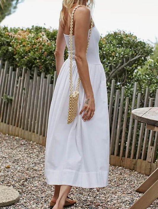 Solid Color Strapless Maxi Dress