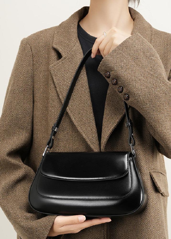 High Grade Leather Shoulder Bag With Dual Flap