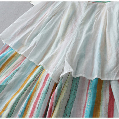 Dopamine Rainbow Stripe Pants – Airy Wide-Leg Trousers with Lining