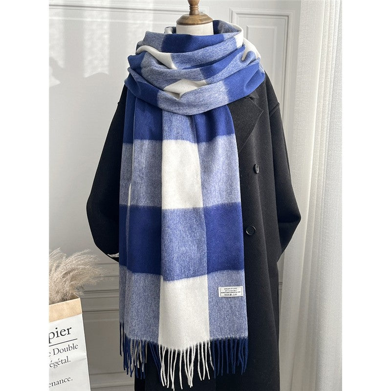 Plaid Fringe Shawl Scarf