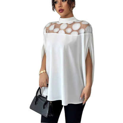 Loose Mesh Shoulder Cutout Shirt
