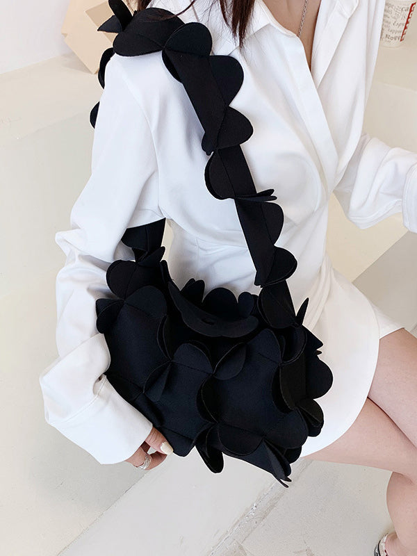 Flower Shape Solid Color Zipper Crossbody Bags