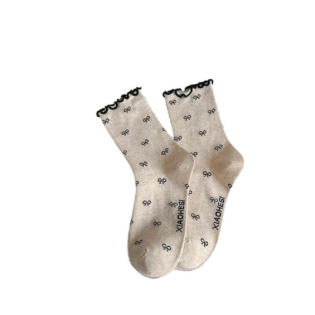 Rufia - Cute Basic Frilly Mid-calf Socks