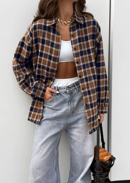 Oversized Cotton Polyester Flannel Button Up Shirt