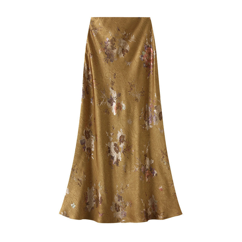 Printed High Waist Long Mermaid Skirt