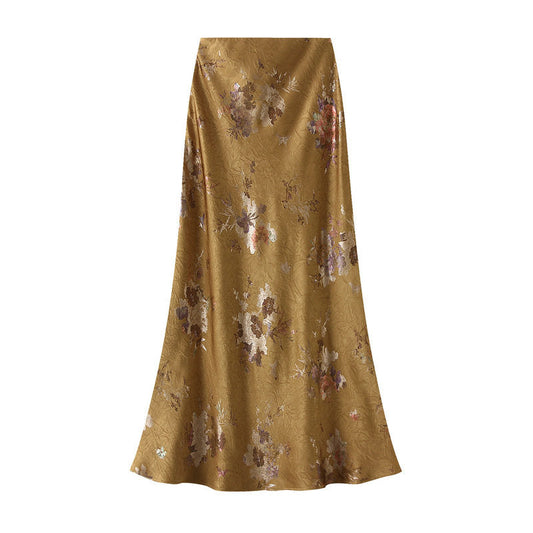 Printed High Waist Long Mermaid Skirt