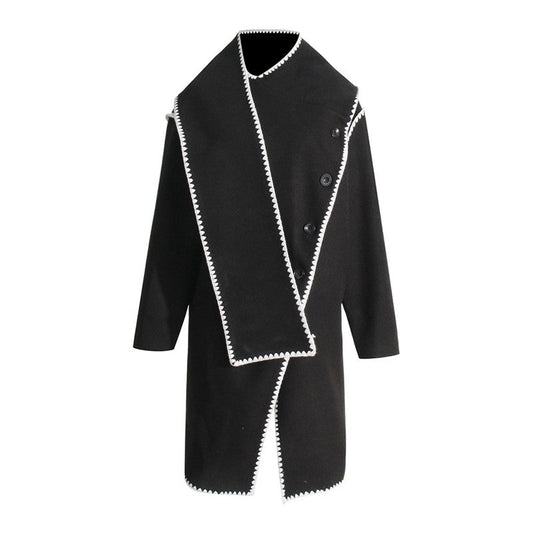 Long Sleeve Single Breasted Irregular  Casual Loose Cape Outerwear