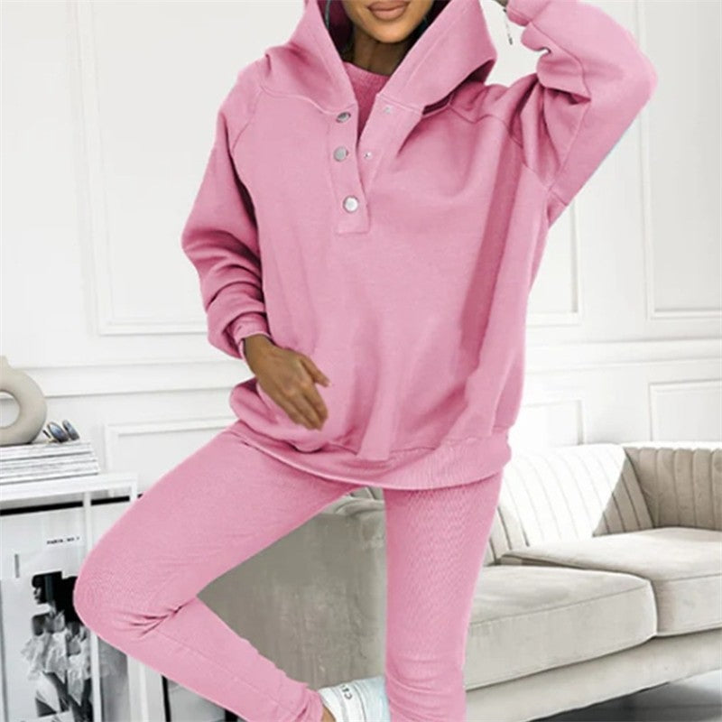 Solid Color Hooded Sports Casual Sweatshirt
