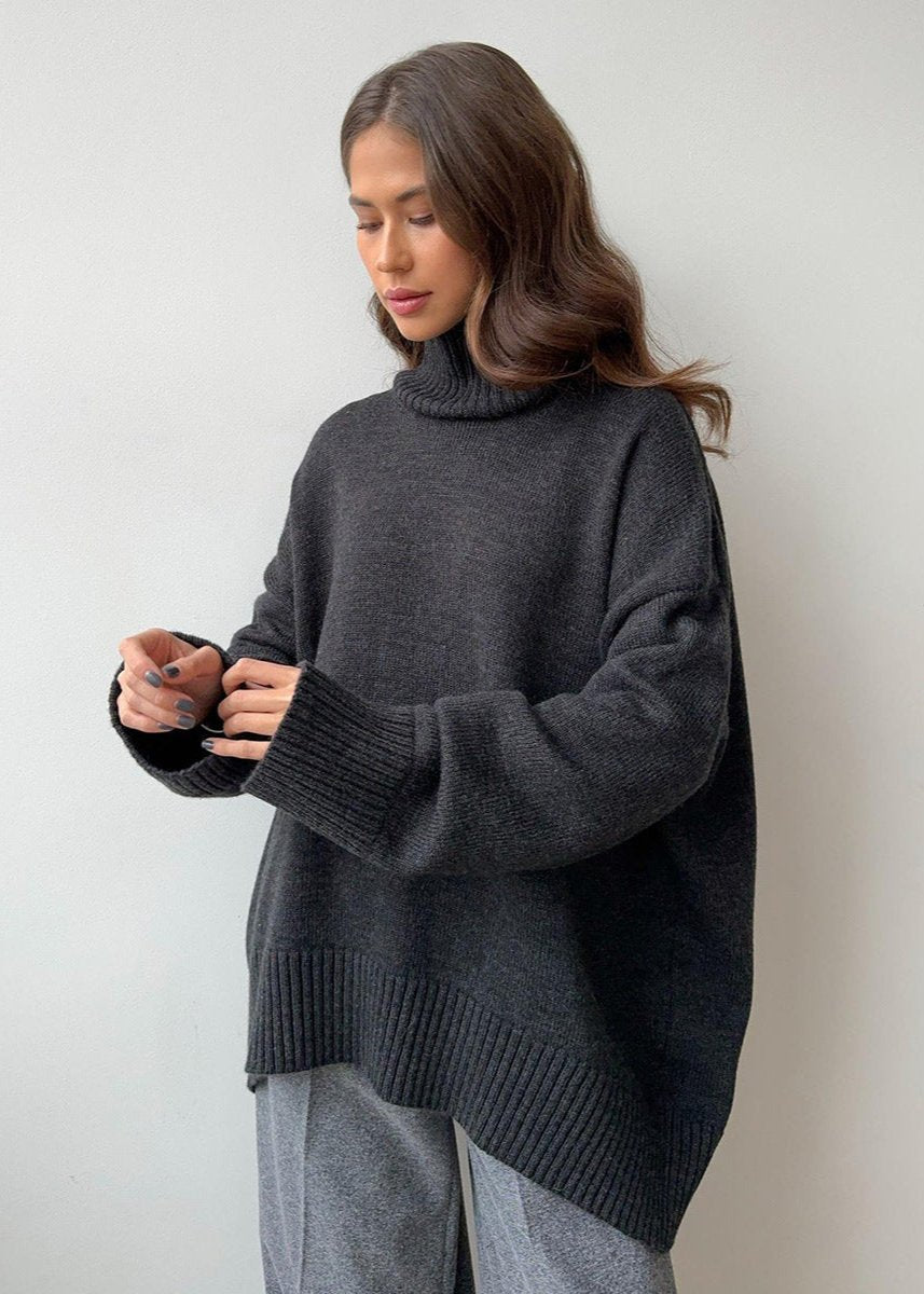 Oversized Knit Sweater Soft Fabric Turtleneck
