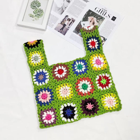 Crochet Granny Square Bag Hand-Woven Bag With Ethnic Pattern