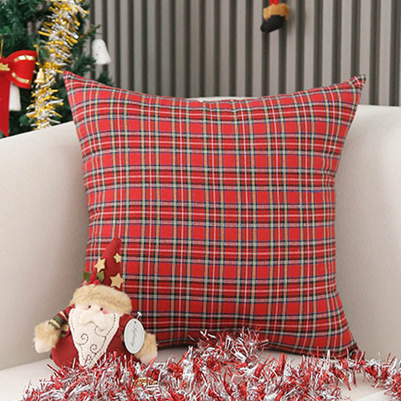 Vintage Christmas Plaid Throw Pillow Covers