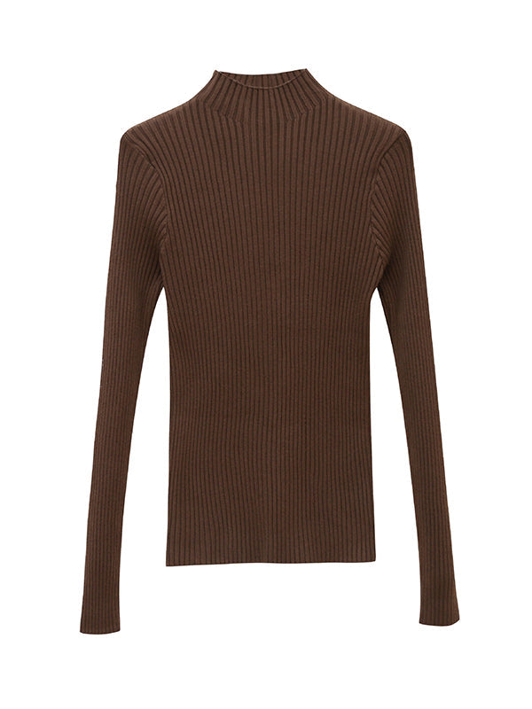 9 Colors Knitting Split-Joint Solid Color High-Neck Sweater