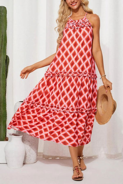 Women's Halter Neck Floral Print Vacation Dress