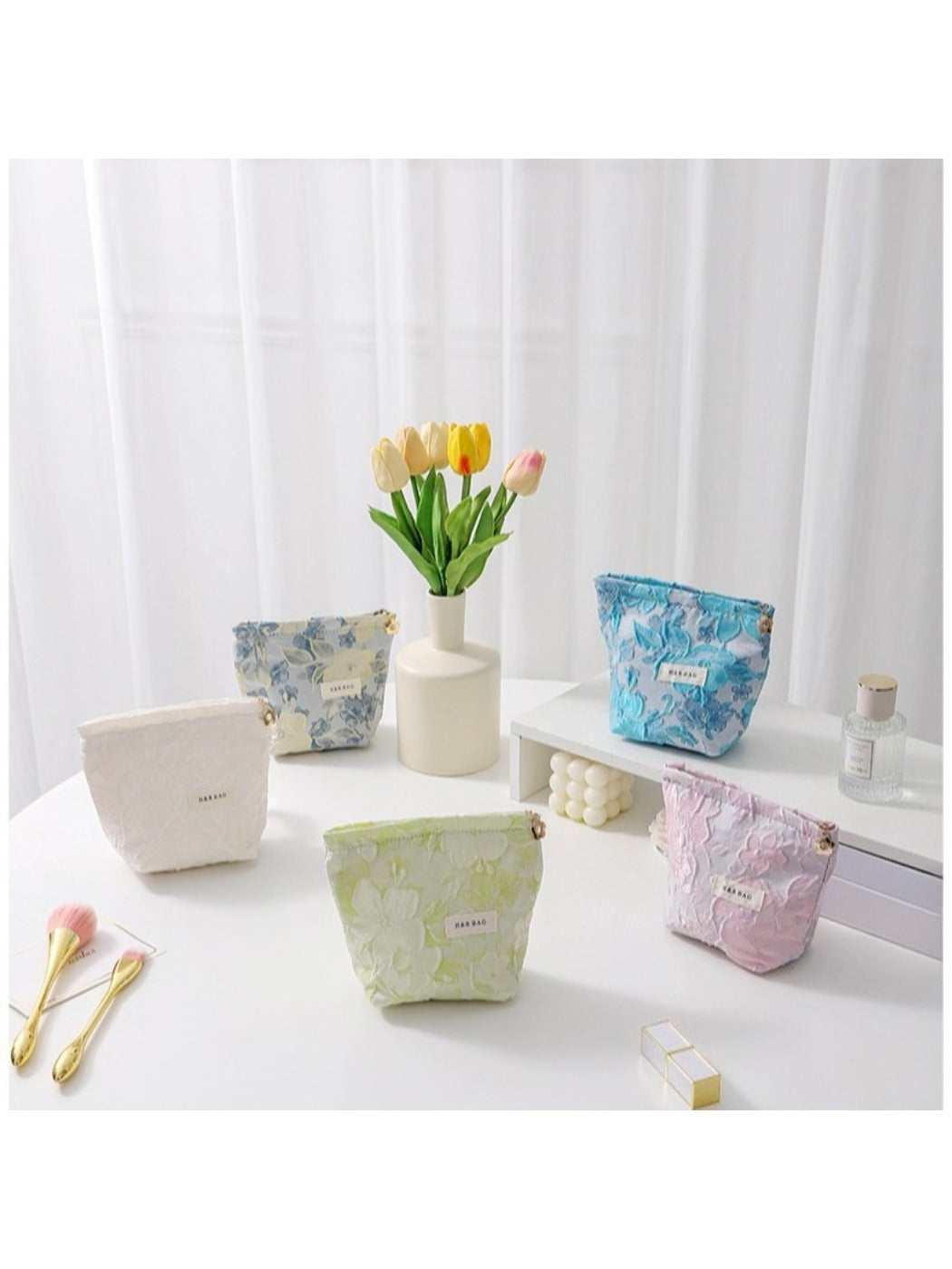 Cosbai - Coin Purse &amp; Cosmetic Bag with Floral Prints - 2 Sizes