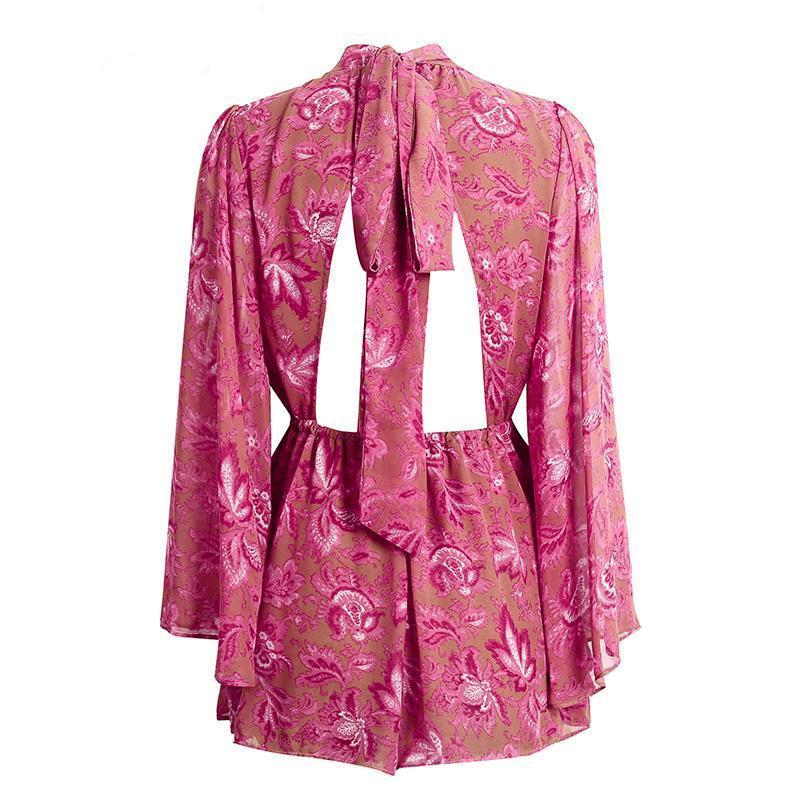 Sexy Backless Lace-Up Floral Summer Jumpsuit Romper