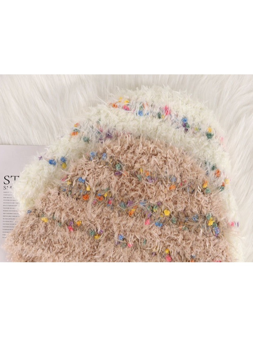 Haila - Colorful Bean Decoration Knitted Beanie with Braided Detail