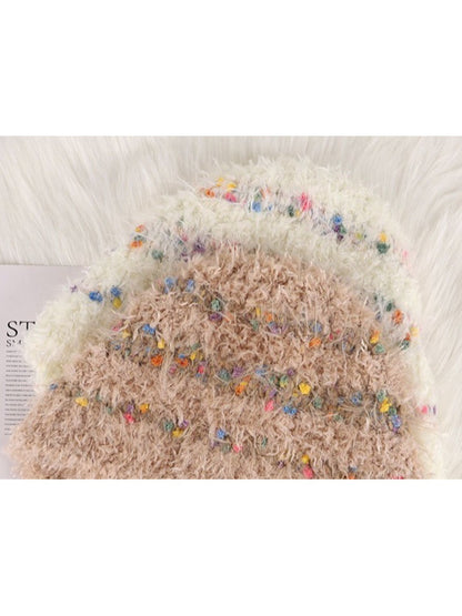 Haila - Colorful Bean Decoration Knitted Beanie with Braided Detail