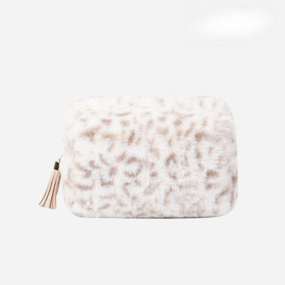 Leopard Print Plushed Large Capacity Makeup Bag