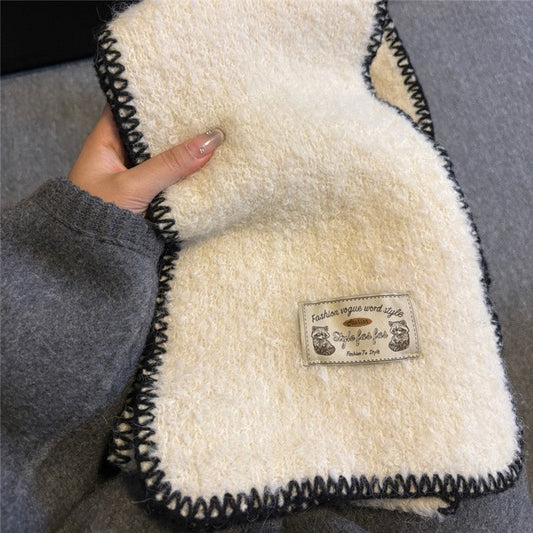 Solid Color Hemmed Knit Scarf