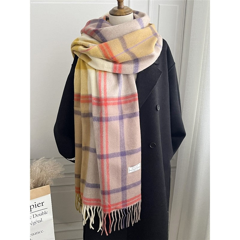 Fringed Plaid Shawl Scarf