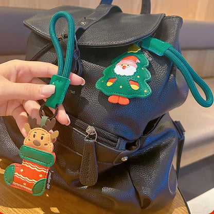 Leather Santa Claus Christmas Bag Charm