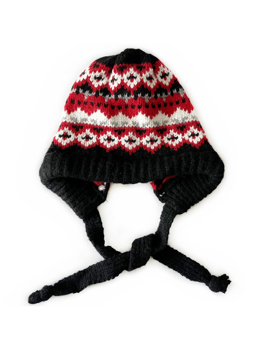 Haila - Bohemian Knitted Beanie with Earflaps &amp; Tasseled Ties