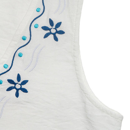 Troposa - Boho White Embroidered Lounge Top and Short Set