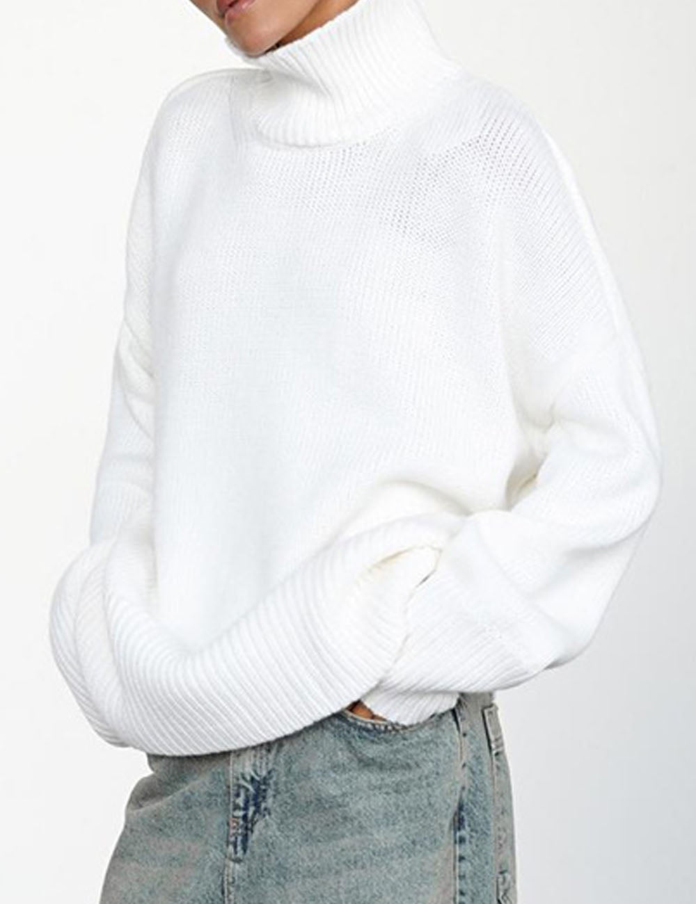 Casual High Neck Solid Color Pullover Sweater