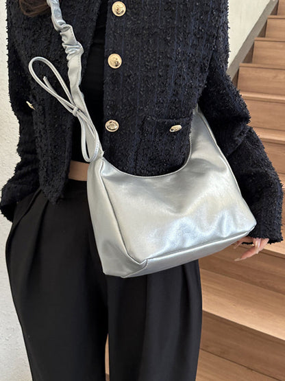Geometric Pleated Solid Color Zipper Handbags