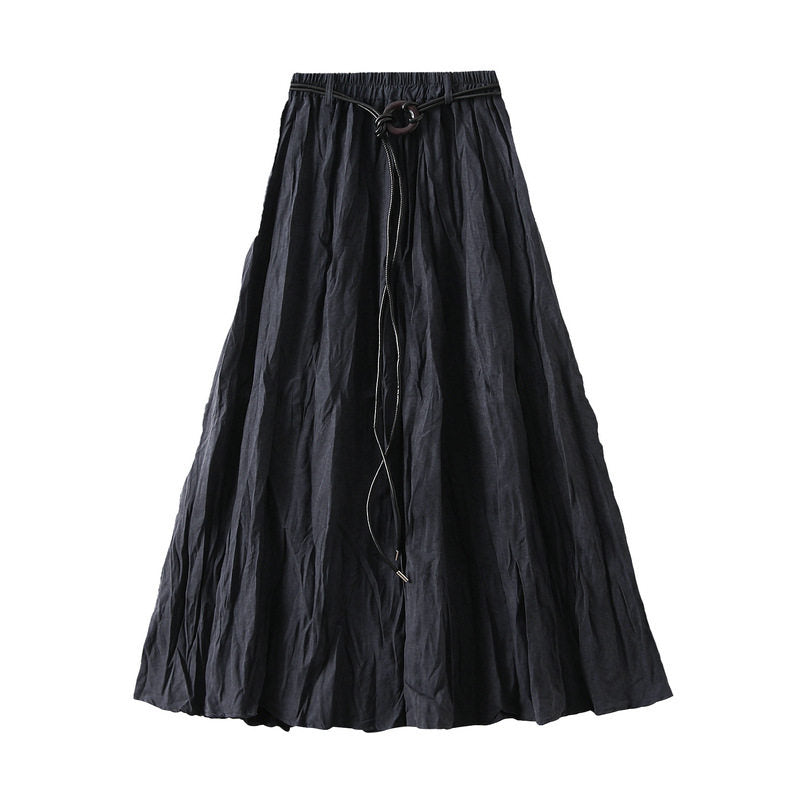High Waist Pleated Midi Skirt