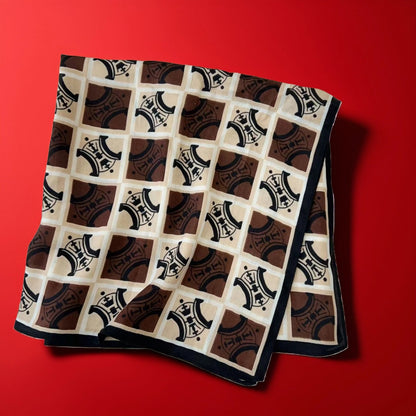 Scarvii - Letter-Print Checkered Polyester Scarf (65×65cm)