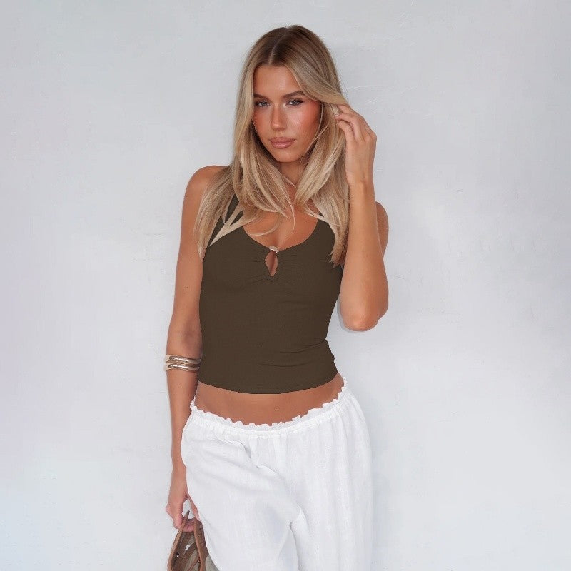 Metal Buckle Hollow Out Necklace Vest