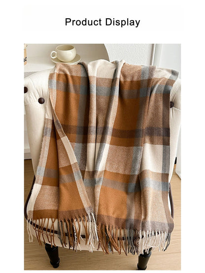 Scarvii - Colorblock Plaid Winter Scarf for Women