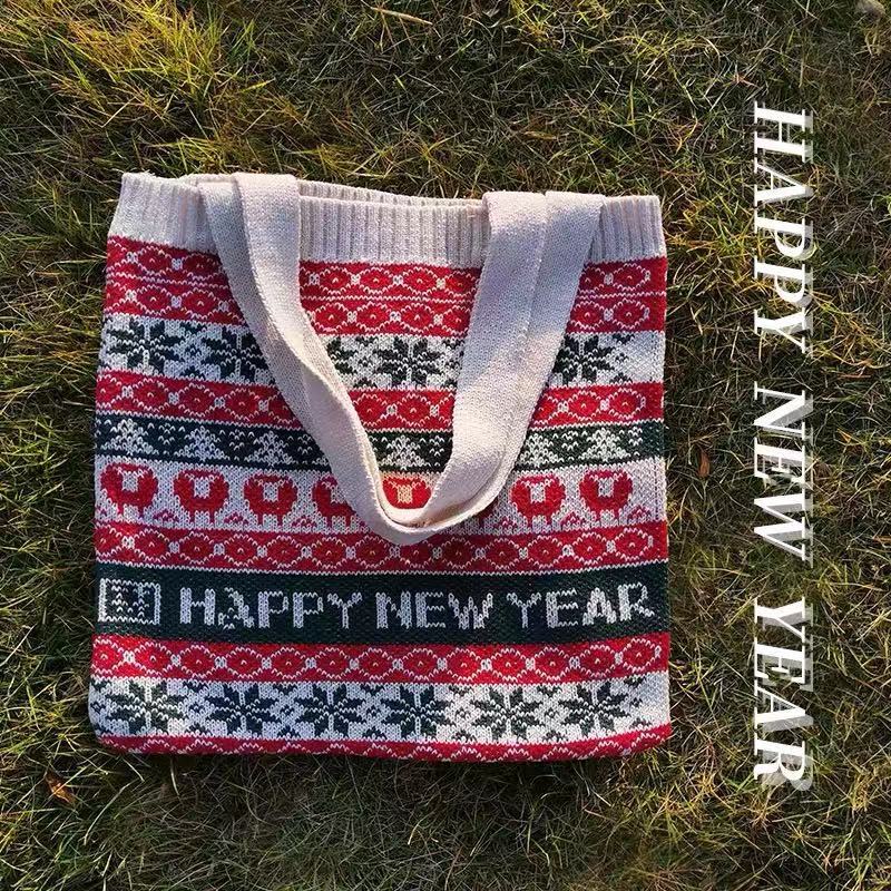 Crochet Tote Bag Christmas Knit Bag