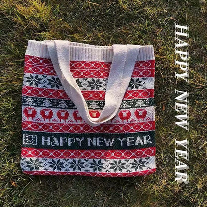 Crochet Tote Bag Christmas Knit Bag