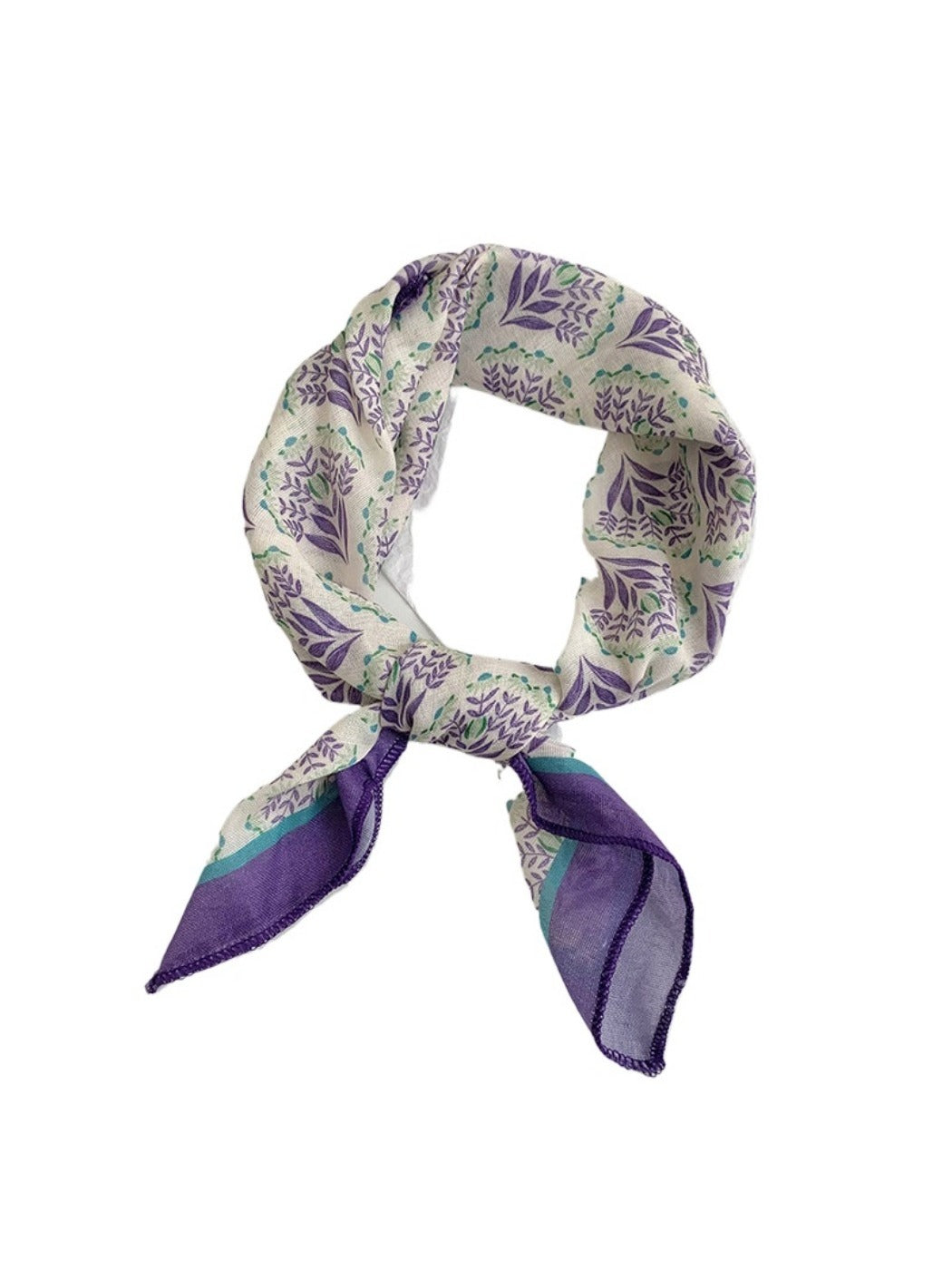 Haila - 20" Floral Print Square Scarf Bandana - Vintage &amp; Classic