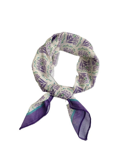 Haila - 20" Floral Print Square Scarf Bandana - Vintage &amp; Classic